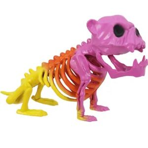 13.5" Pink Orange Yellow Ombré Groovy Halloween Skeleton Dog Decoration Ashland